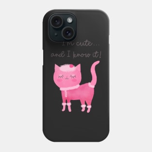 The pink kitten feeling good in her cute and cosy outfit Phone Case