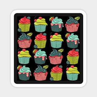 Cupcakes pattern black Magnet