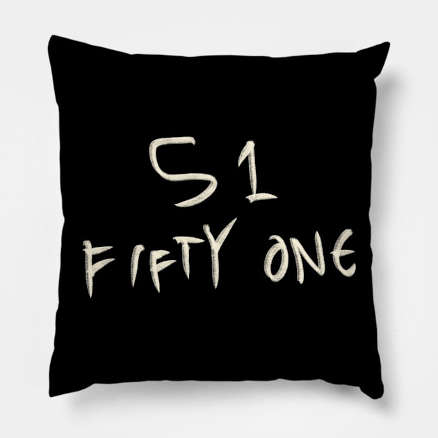 Hand Drawn Letter Number 51 Fifty One Pillow by Saestu Mbathi