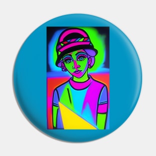 Day Glo Fluorescent Woman in Hat Pin