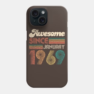 50th Birthday Gift - Vintage January 1969 T-Shirt Women Men Phone Case