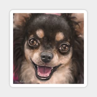 Painting of Cute Brown and White Chihuahua Smiling Magnet