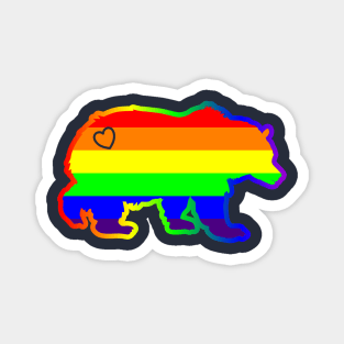 Gay Fathers And Mothers Day LGBTQ Rainbow Bear Heart Magnet