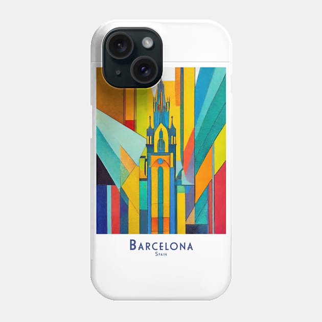 Spain - Vibrant Barcelona Church Abstract Art Phone Case by POD24