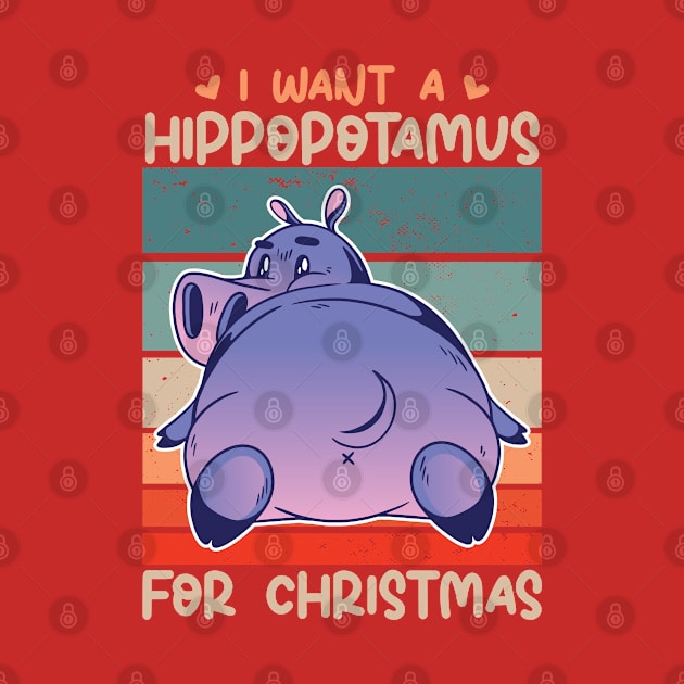 I want a hippopotamus for Christmas pajamas Funny Hippo Graphic Xmas Holiday by Vixel Art