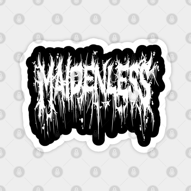 Maidenless white metal font Magnet by Proxxichu