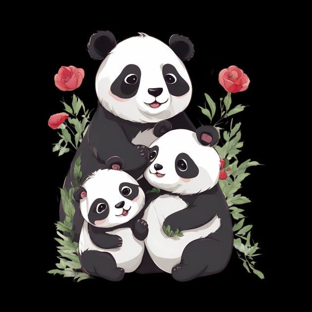 Panda Mum & Cubs by animegirlnft