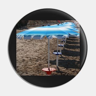 Row of Beach Umbrellas Pin