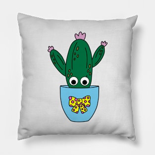 Cute Cactus Design #241: Potted Saguaro Cactus With Cute Flowers Pillow