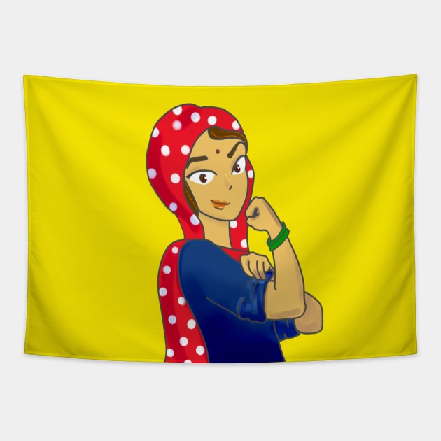 Rajee the Riveter Tapestry by thecasualartist