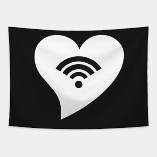White WiFi Heart Tapestry