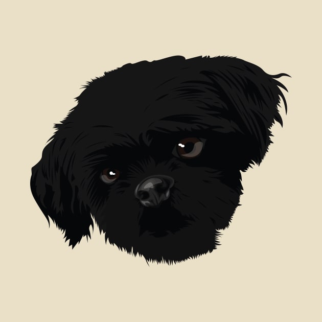 Black dog Hairy Only head by Rockave Design