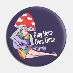 Play Your Own Tune | Mushroom Person Playing Guitar Pin