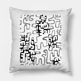 A Maze Ing White and Black Tangle Transparent Background on Yellow Pillow