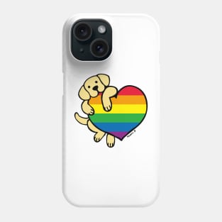 Yellow Labrador Holding Rainbow Heart Phone Case