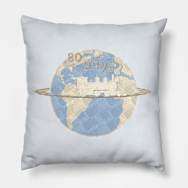 Around the World in 80 Days Pillow by MandyE