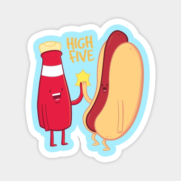 Ketchup & Hot Dog High Five Magnet by Digster