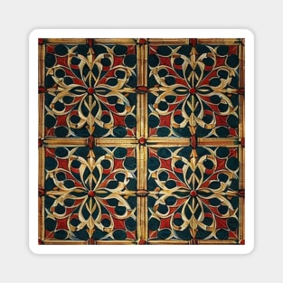 Red, Blue, and Gold Repeating Tile Pattern Magnet