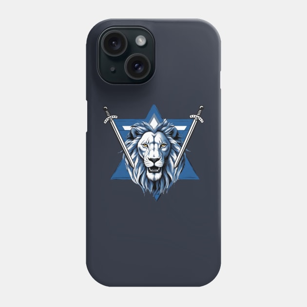 Star of David lion with iron swords Phone Case by O.M design