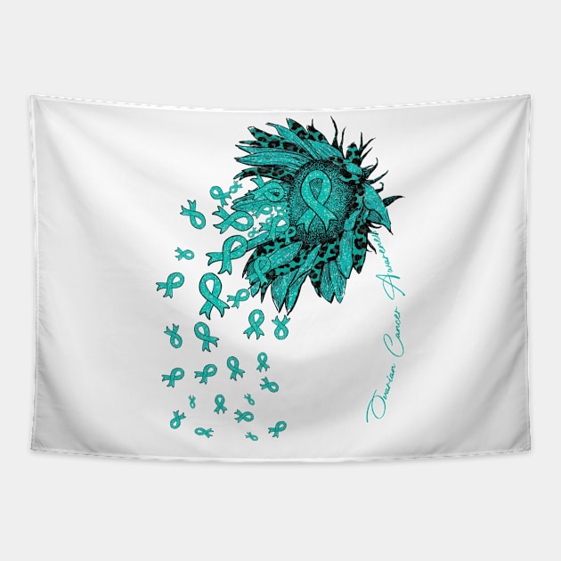 Ovarian Cancer Awareness Awareness - Sunflower ribbon flowers fall Tapestry by Lewis Swope