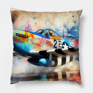 Artistic illustration of acrobatic aircraft flyby Pillow