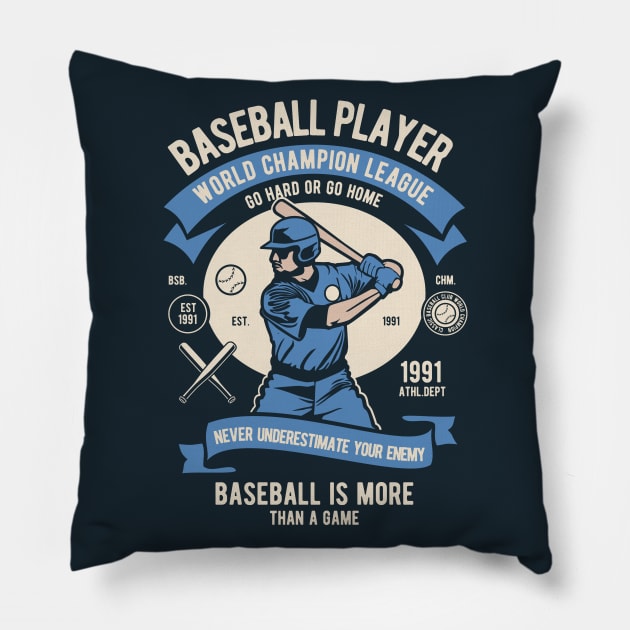 BASEBALL PLAYER - World Champion League Pillow by Animox