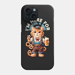 Bavarian oktoberfest cat with pretzel and beer Phone Case