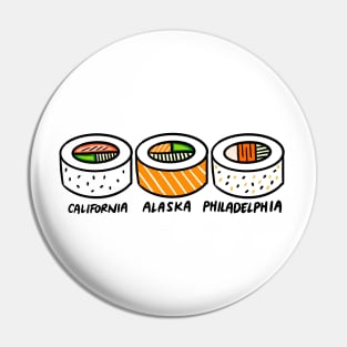 California, Alaska, Philadelphia Sushi Rolls Pin