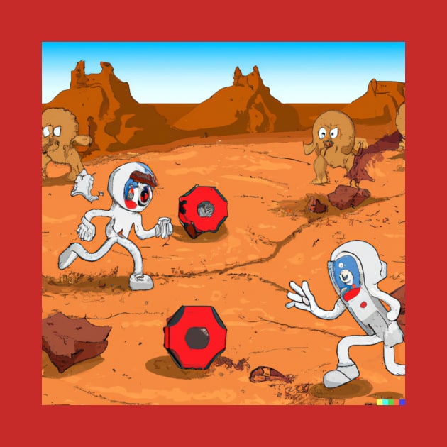 Astronauts playing football on Mars by Best.Gifts.Gabriel