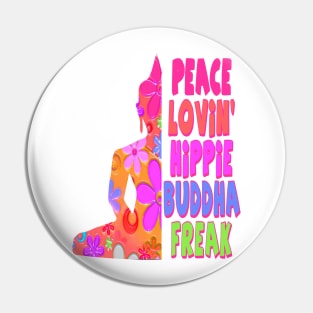 Retro Peace Love Hippie Buddha Flowerchild Pin