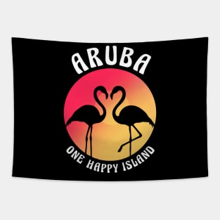 Aruba One Happy Island Aruba Island Flamingo Tapestry