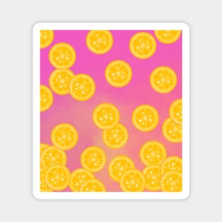 Yellow and Pink lemon slices pattern Magnet