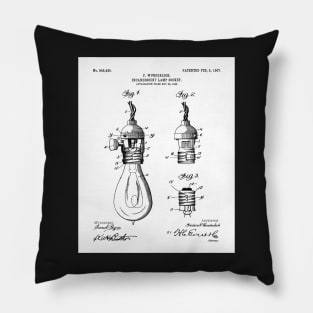 Light Bulb Patent - Designer Industrial Design Art - White Pillow