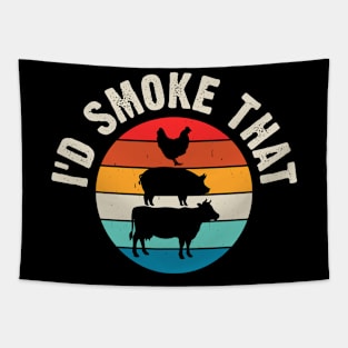 Funny Retro BBQ Party Smoker Chef Dad - I'd Smoke That Tapestry