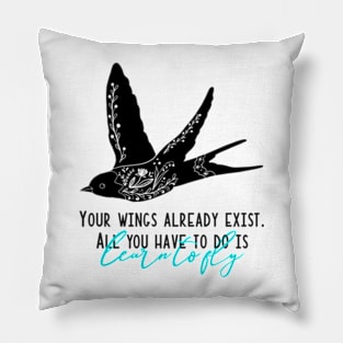 Modern folklore style bird with inspirational quote Pillow