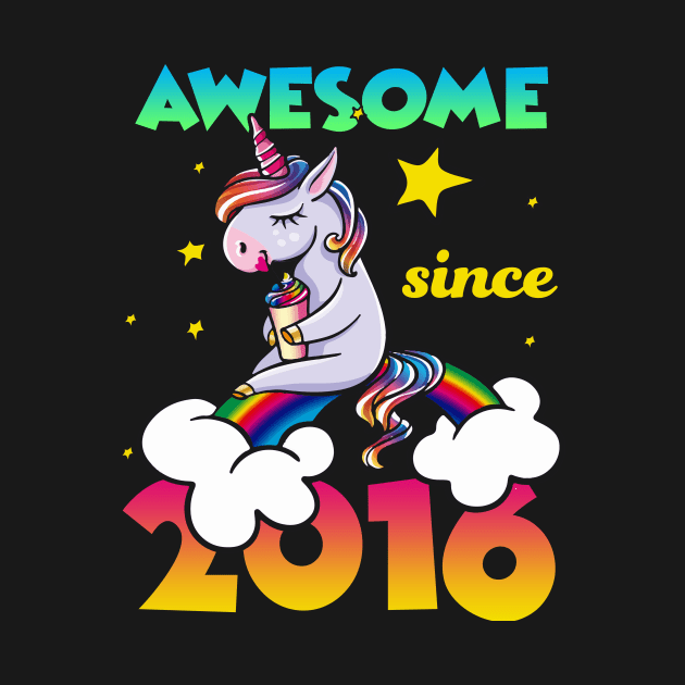 Cute Awesome Unicorn Since 2016 Rainbow Gift by saugiohoc994