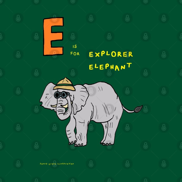 E is for explorer elephant by JennyGreneIllustration