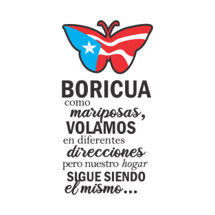 Boricua Flag Familia Butterfly Puerto Rico Spanish T-Shirt