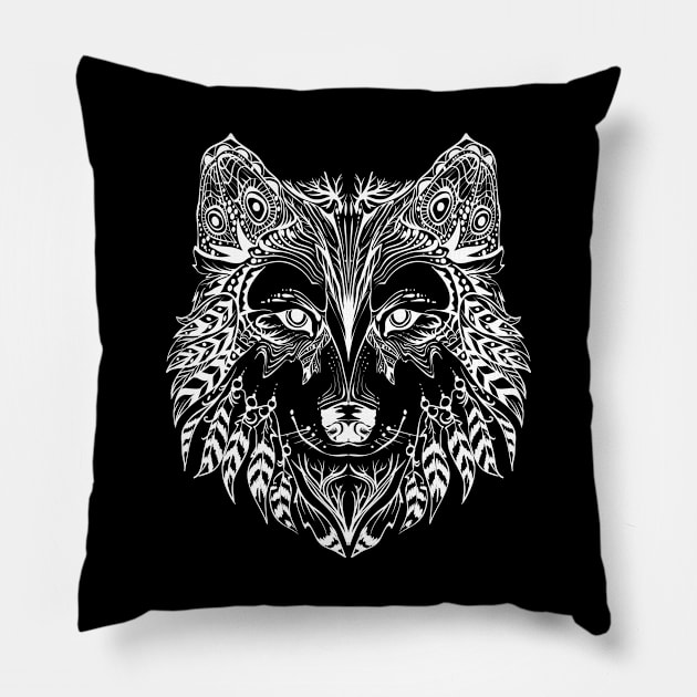 Dog Art Wolf Pillow by LeonAd