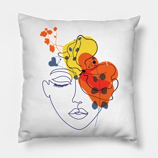 Plant Head Woman Art Pillow