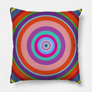 concentric circles colorful vintage 1969s design Pillow