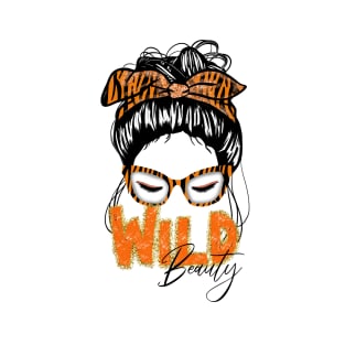 Messy bun - wild beauty - tiger print woman T-Shirt