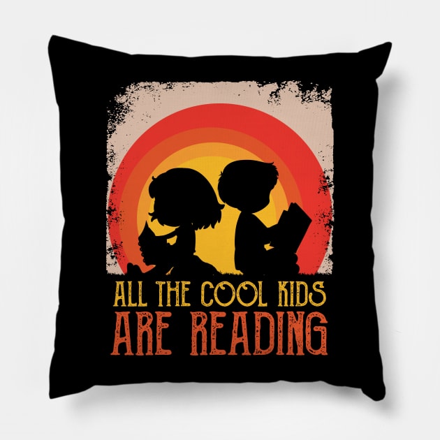 All The Cool Kids Are Reading Book Vintage Reto Sunset Pillow by MasliankaStepan