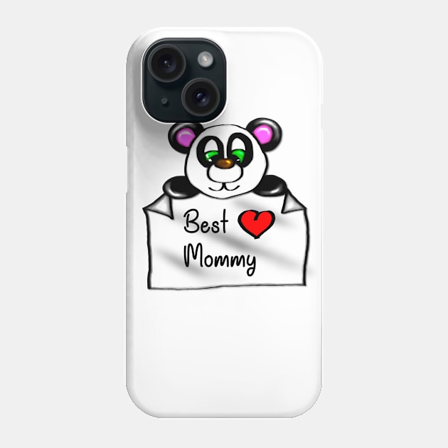 Cute Panda Bear - best mommy with heart Phone Case by emyzingdesignz