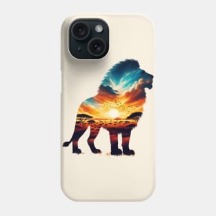 Zambia lion silhouette savannah abstract style Phone Case