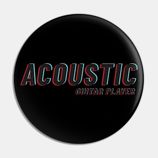 Acoustic Guitar Player Retro 3D Text Pin