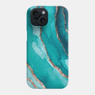 Abstract Aqua Seafoam Blue Glitter Watercolor Phone Case