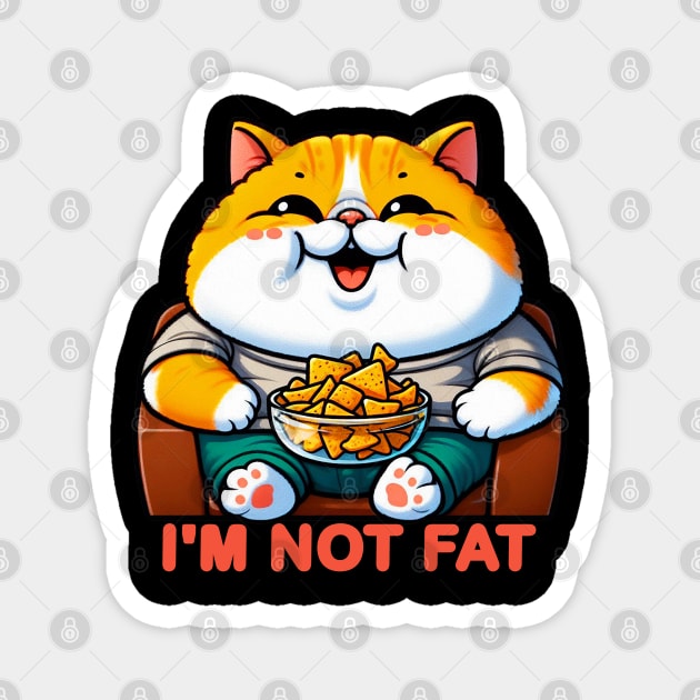 I Am Not Fat meme Exotic Shorthaired Cat Couch Potato Nachos Magnet by Plushism