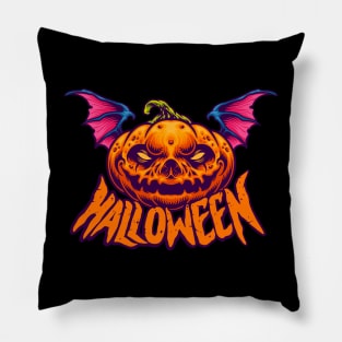 halloween family pumpkin head illustration Pillow