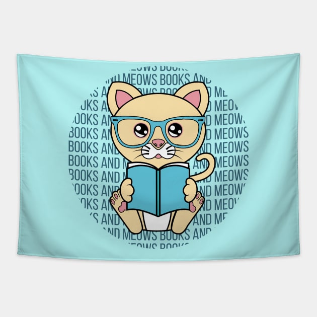 All I Need is books and cats, books and cats, books and cats lover Tapestry by JS ARTE